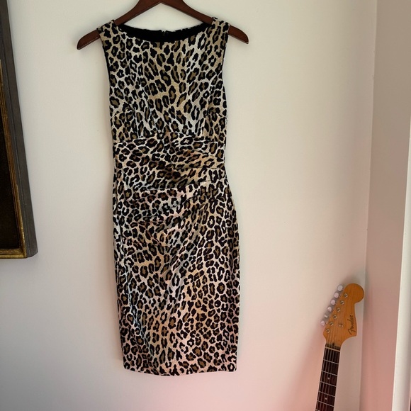 Vintage Cache Dress Leopard / Cheetah Print Sleeveless Knee Length Size 8 - Picture 3 of 10